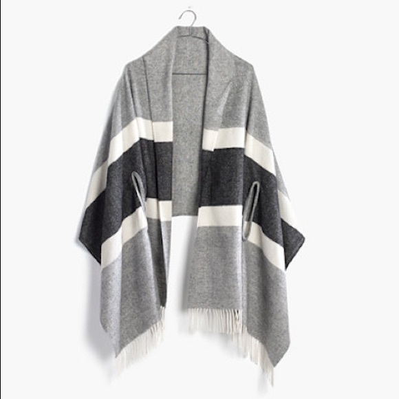 Madewell Jackets & Blazers - NWOT! Madewell Wool Cape Scarf in Woodward Stripe!